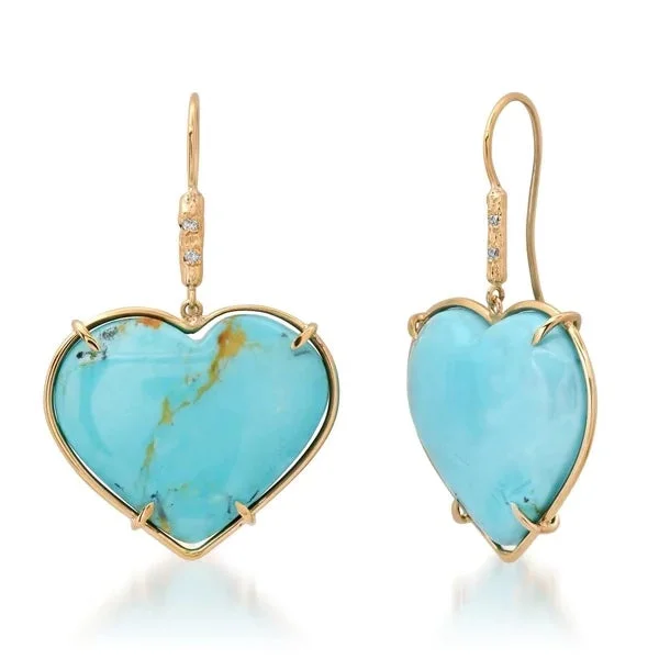 Oval Stud Earrings-Turquoise Heart Earrings