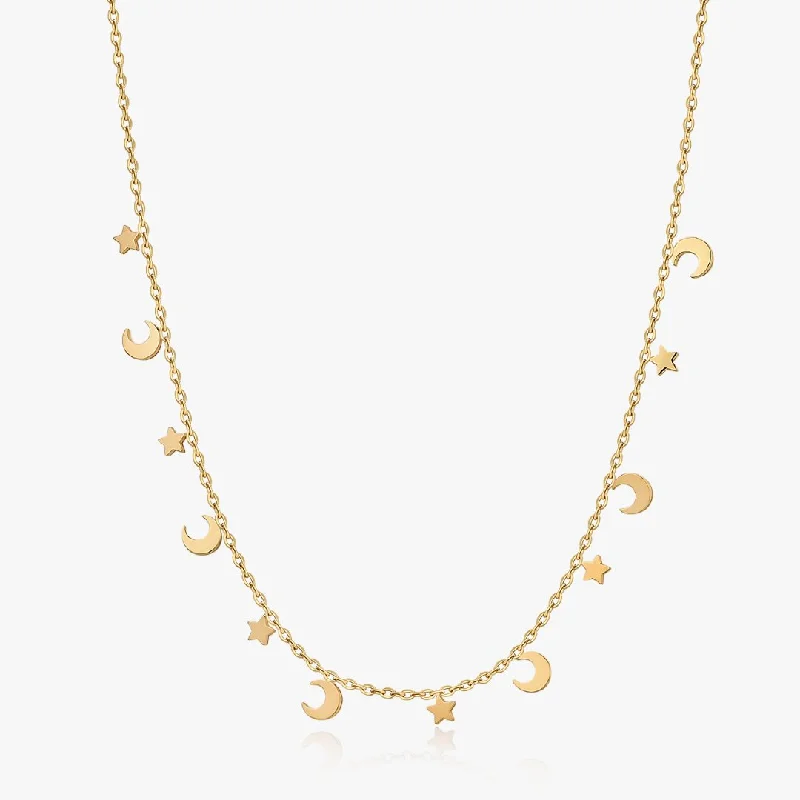 Geometric Pendant Necklaces-Twinkling Sky Necklace in Gold