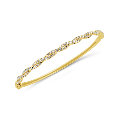 Shiny Gold Bangles-Diamond Twist Bangle