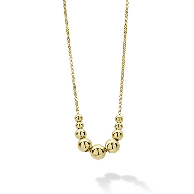 Sterling Silver Name Necklaces-18k Gold Graduated Bead Necklace