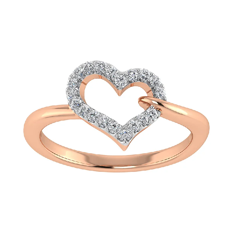 White Gold Engagement Bands-10K Rose Gold 1/6 Ct.Tw. Diamond Heart Ring