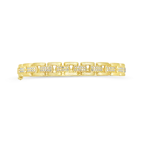 Small Gold Bangles-Gold & Diamond Link Bangle Bracelet