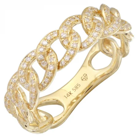 Designer Rings-14K Yellow Gold Link Diamond Ring