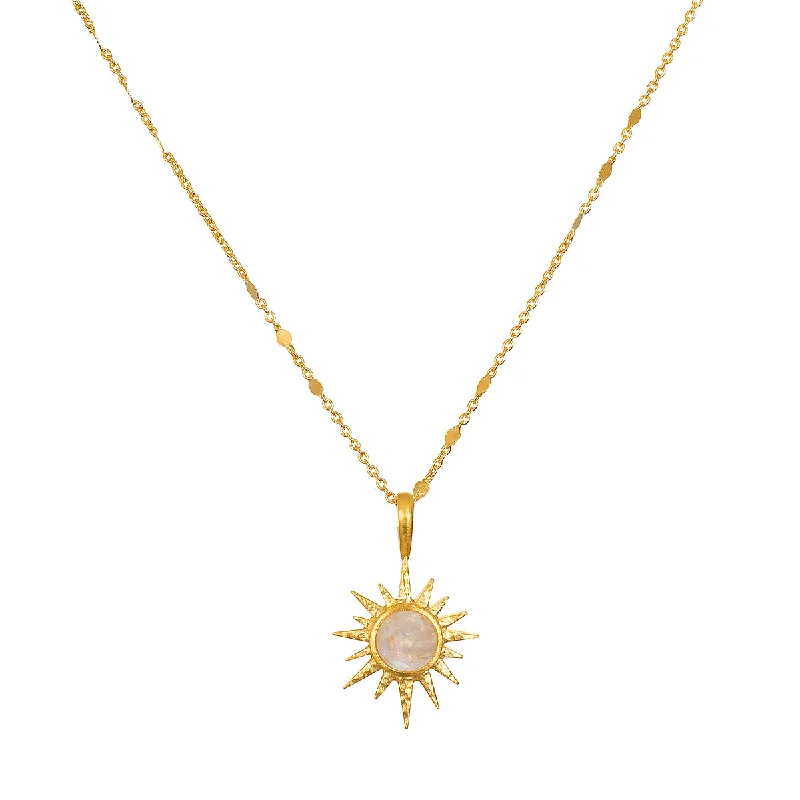 Simple Gem Pendant Necklaces-North Star Moonstone Starburst Necklace