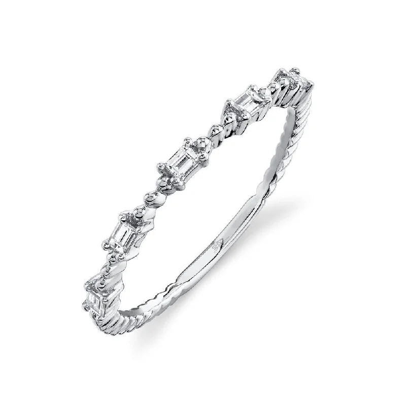 Custom Rings-14K White Gold Diamond Baguette Band