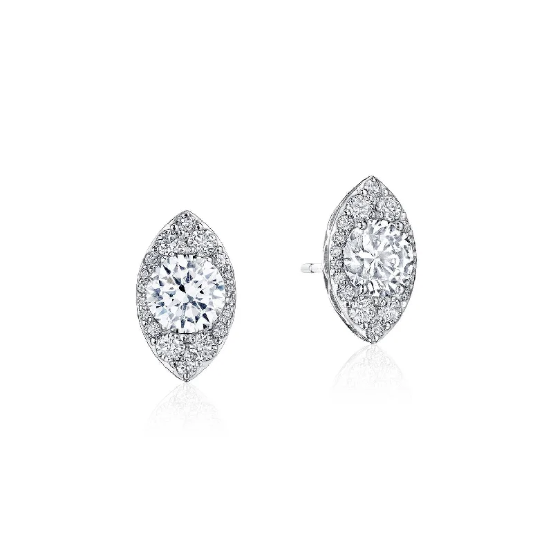 Statement Stud Earrings-Crescent Embrace | Marquise Bloom Diamond Earrings FE811RDMQ5