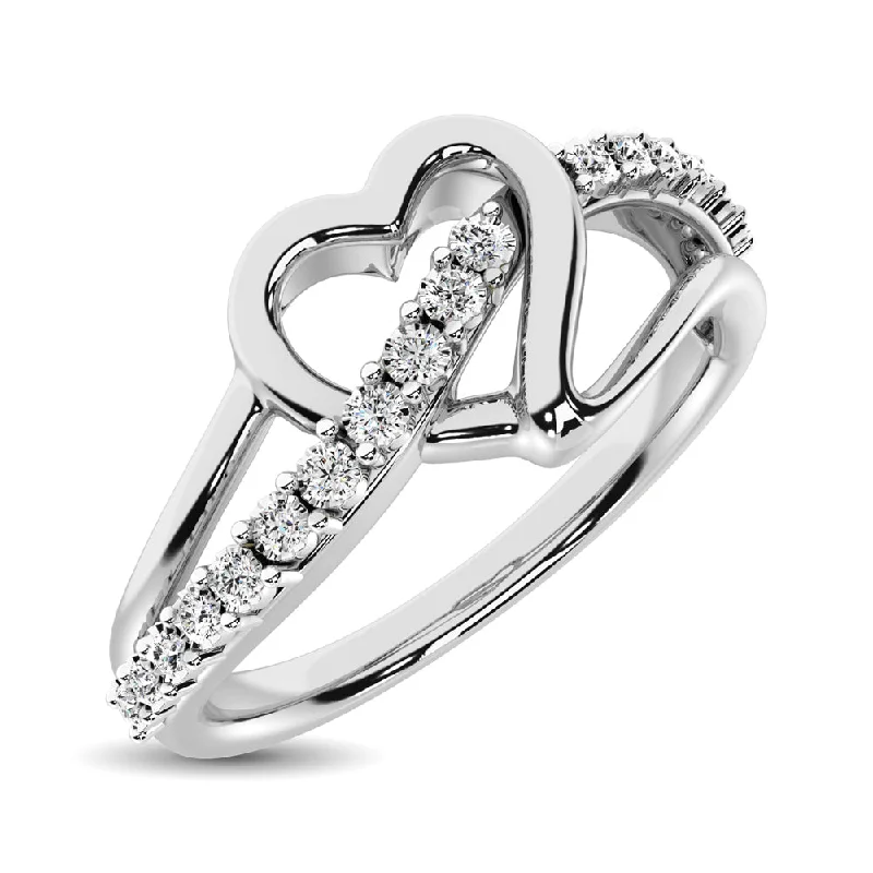 Simple Engagement Rings-10K White Gold 1/20 Ct.Tw. Diamond Heart Ring