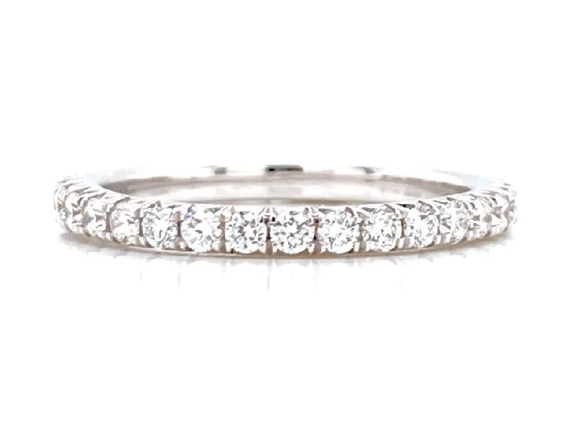 Large Stone Rings-14K White 0.80ct Diamond French Cut Eternity Band