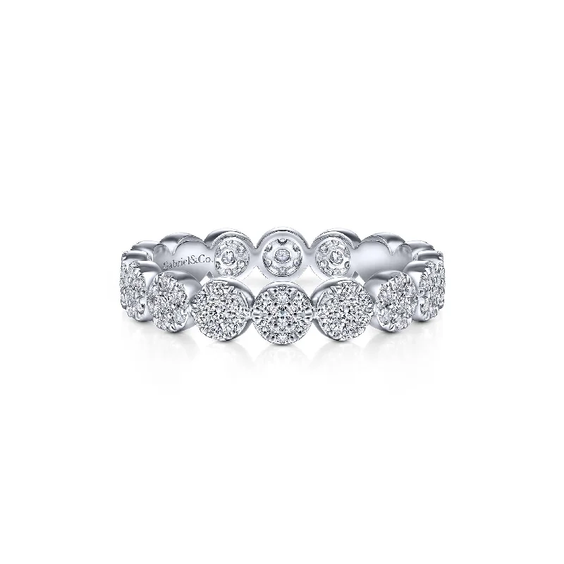 Bridal Diamond Rings-14K White Gold Diamond Disc Eternity Band