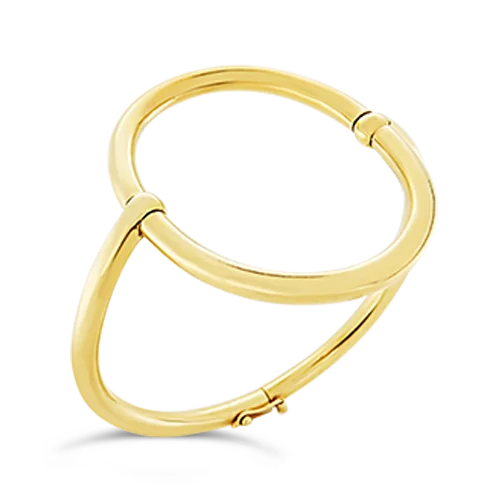 Mixed Metal Bangles-Open Oval Gold Estate Bangle