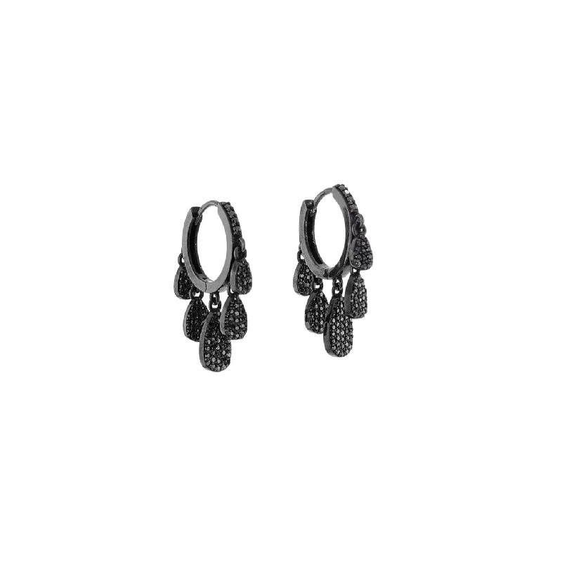 Iridescent Earrings-Black Diamond Five Drop Shaker Diamond Earrings EB000008