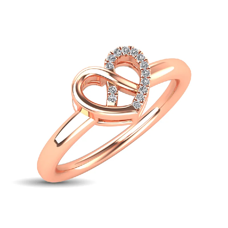 Silver Rings with Diamonds-10K Rose Gold Diamond Accent Heart Ring