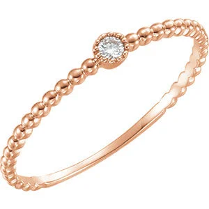 Cocktail Rings-14K Rose Gold Diamond Bead Design Ring