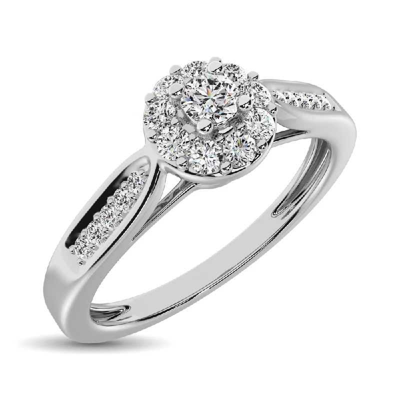 Simple Wedding Ring Bands-10K White Gold 1/4 Ctw Diamond Promise Ring