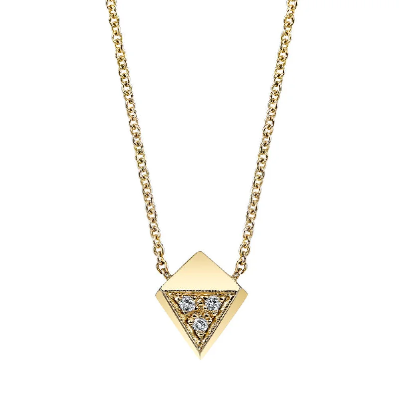 Silver Chain Necklaces-Pave Polyhedron Necklace