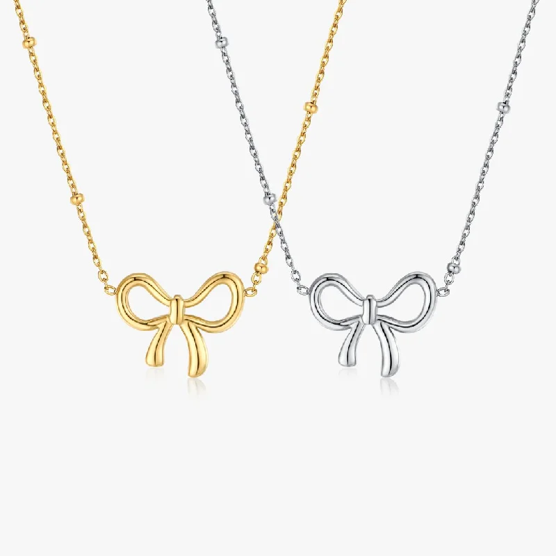 Double Pendant Necklaces-Bow Necklaces