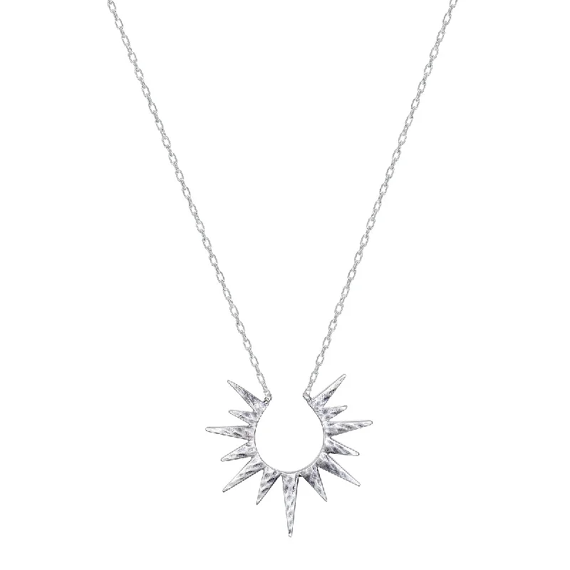 Luxury Pendant Necklaces-Incandescent Glow Silver Starburst Necklace