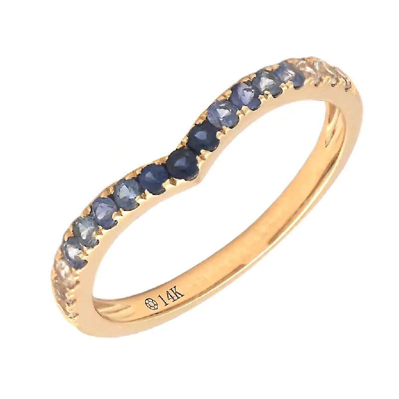 Statement Diamond Rings-14K Yellow Gold Sapphire Ombre Ring