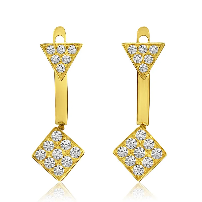 Ring Earrings-PAVE TRIANGLE STUD EARRINGS WITH JACKET E9879