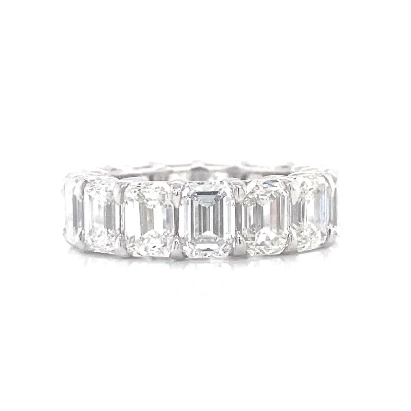 Twisted Rings-Platinum Diamond Emerald Cut Eternity Band