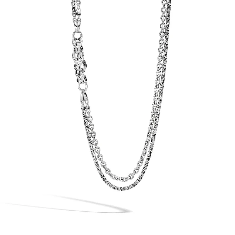 Gold Layered Necklaces-Asli Classic Chain Link Silver Double Row Necklace