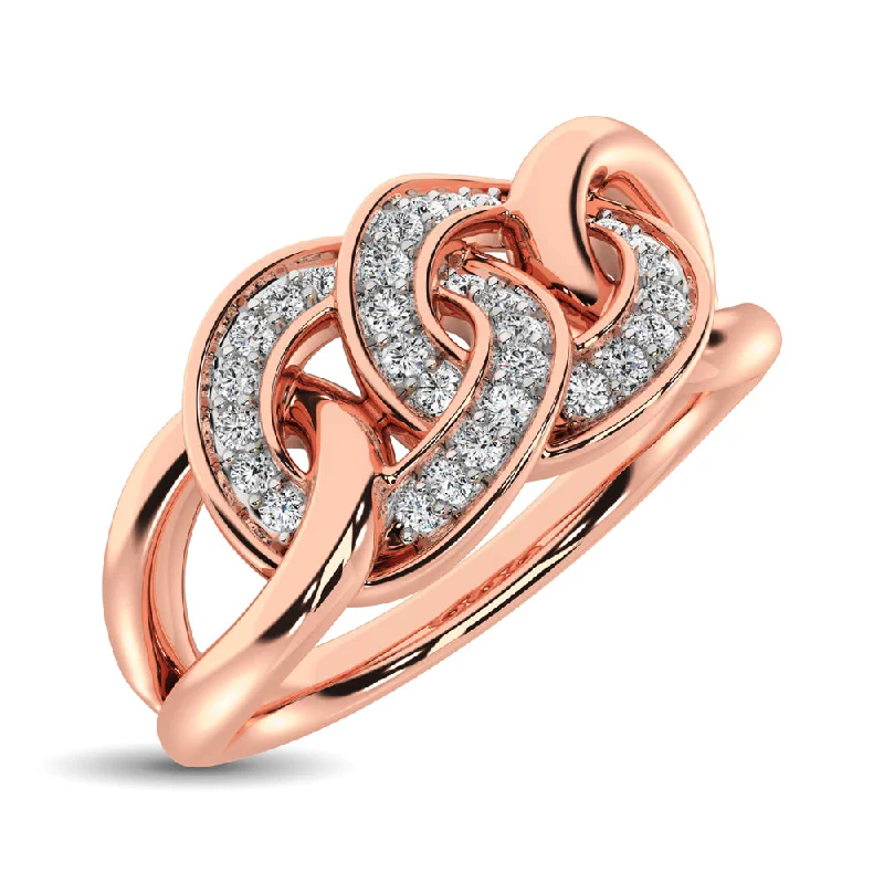 Designer Engagement Ring Sets-10K Rose Gold 1/5 Ct.Tw. Diamond Interlinked Circle Ring