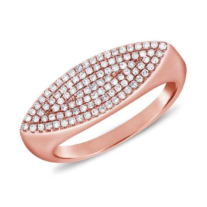 Silver Rings with Diamonds-14K Rose Gold Diamond Pave Ring