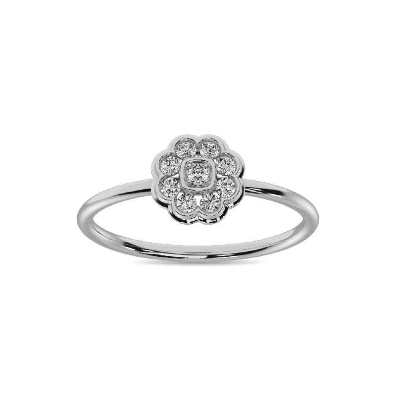 Vintage Wedding Bands-Diamond 1/4 ct tw Flower Ring in 10K White Gold