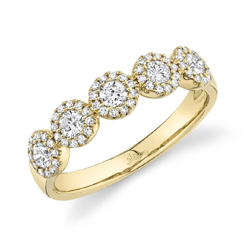 Stackable Diamond Rings-14K Yellow Gold Diamond Halo Medium Band