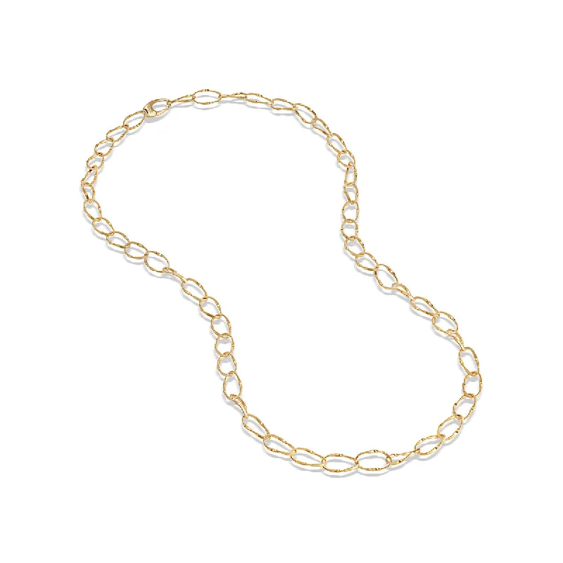 Blue Gem Necklaces-18K Yellow Gold Long Link Necklace