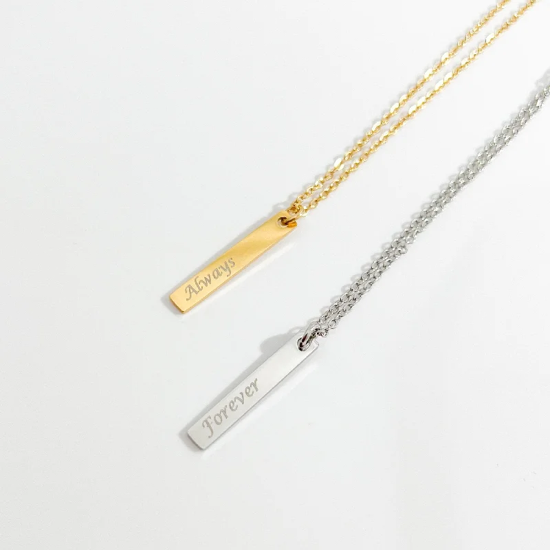 Custom Charm Necklaces-Simple Vertical Bar Necklaces